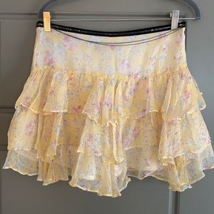 ZARA Floral Ruffle Skirt
